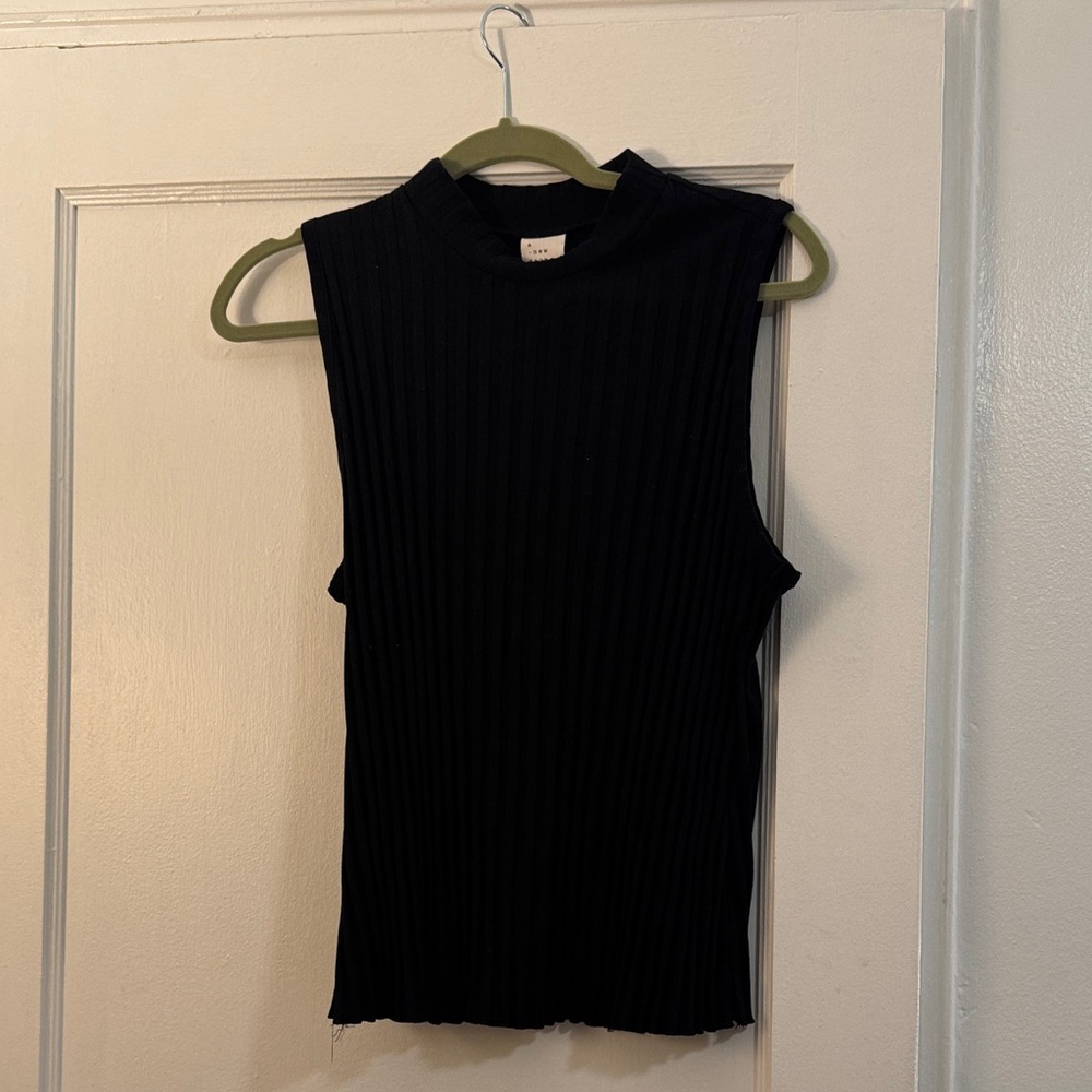 a new day Black Ribbed Sleeveless Top
